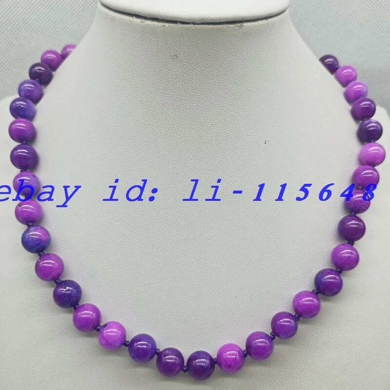 Delicado colar de contas de pedra preciosa redonda de sugilita roxa pedra natural 12mm 18" - Imagem 2 de 4