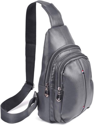 WESTEND Small Crossbody Leather Sling Bag with Adjustable Charcoal 