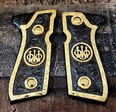 Black And Gold Plated Beretta Logo 92fs Gun Grip pistol Cachas