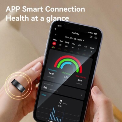 Smart Ring Gesundheitsmonitor - Herzfrequenz - Fitnesstracker Comfort Fit *Unisex* schwarz