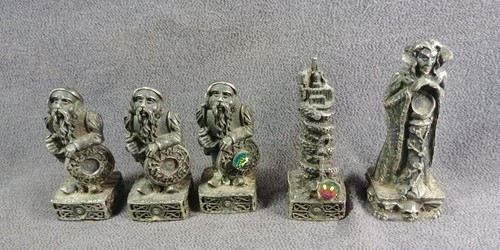 5 Pewter Gorham Magic Crystal Chess Set Witch Queen Enchanted Castle Pawn Lot