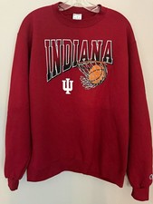 Champion Indiana Hoosiers Basketball Sweatshirt Retro IU Crimson Red L
