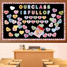 Conversation Heart Bulletin Board Set Sweethearts Name Tags Cutouts Decor