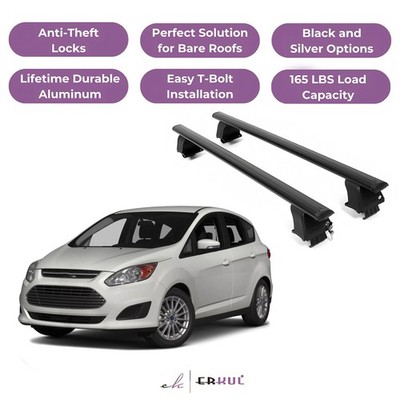 ERKUL Roof Rack Crossbars For FORD C-MAX Hybrid 2013-2018 Naked Roof Aluminum