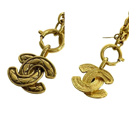 CHANEL Coco Mark motivo GP catena collana ciondolo accessorio placcato oro CC Boxed