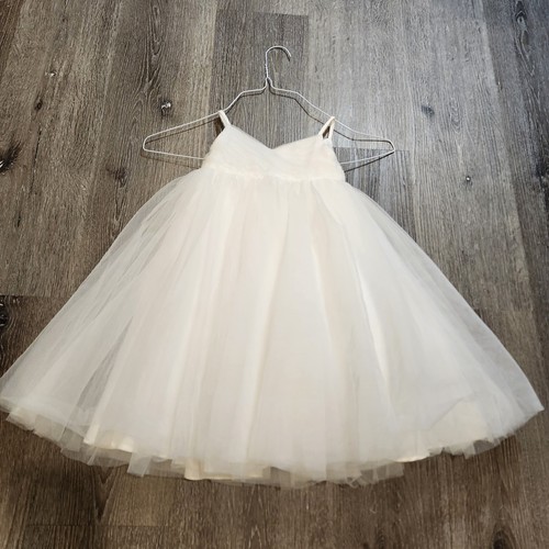 Azazie Girls Formal Dress Size 2 White Bodice Beaded With Pearls Flower Girl