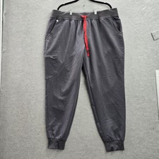 FIGS Women Scrub Pants XXL Gray Zamora Jogger Zipper PO 5315 29" Inseam
