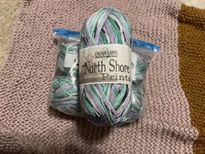 3 Skeins Cascade Yarns North Shore Prints Yarn 100% Acrylic 220 yds each