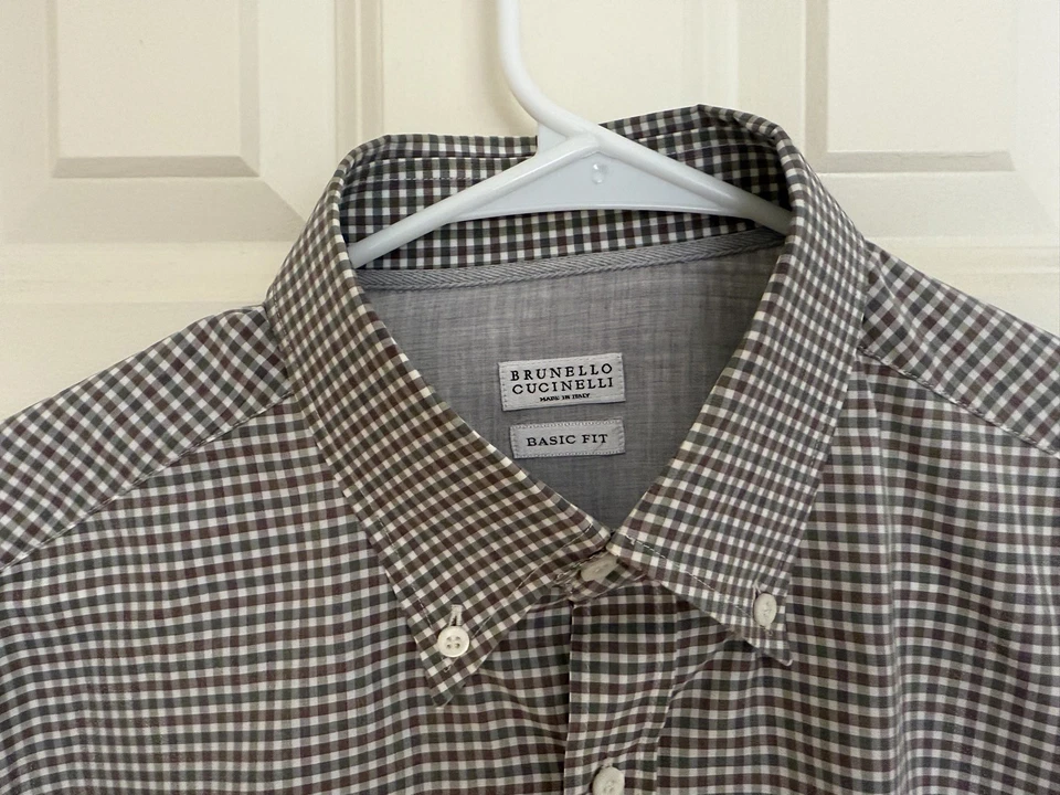 Camisa Oxford Brunello Cucinelli XL Cuadros Guinga 17x35 Italiana Lujo Impecable Foto 3 de 4