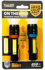 Travel Torches Telescopic Set of 2 USB Rechargeable LED Focus Flood Beam TUULKIT