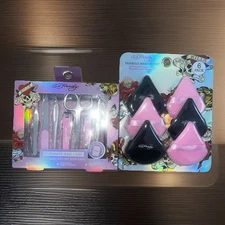 Ed Hardy Nail And Face Bundle: Manicure Set And Makeup Puff Set NWT