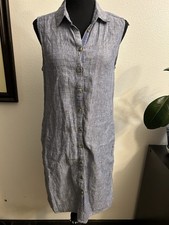 Tahari Womens Sleeveless Chambray Shirt Dress...