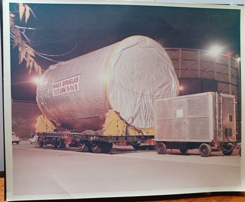 Org Douglas Aircraft NASA Color Photo Saturn IV B Tarped on Flatbed  RRP 958