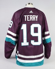 2023-24 Troy Terry Ducks Game Used 30Th Anniversary Jersey Set 2