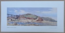 SANDSEND VIADUCT WHITBY YORKSHIRE BR RAILWAY CARRIAGE PRINT ORIG 1950 MERRIOTT