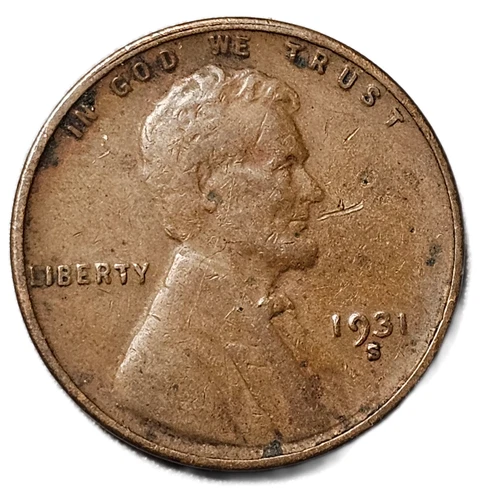 1931-S LINCOLN CENT FINE+, BROWN FREE USA SHIPPING