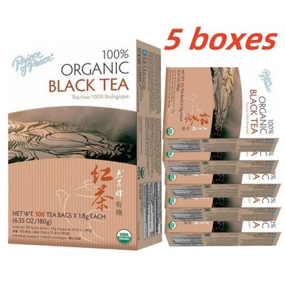 100% Organic Black Tea- 5 Boxes-100 Tea Bags Each Box -invigorating Tea
