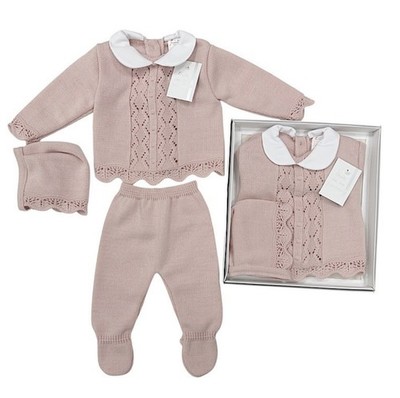 Baby Anglaise 3-teiliges Geschenkset in Altrosa - Einheitsgröße