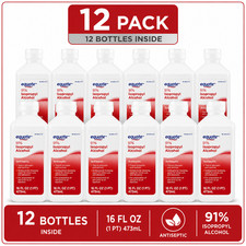 Equate 91 Isopropyl Alcohol Liquid Antiseptic, 16 fl oz 12 Pack 