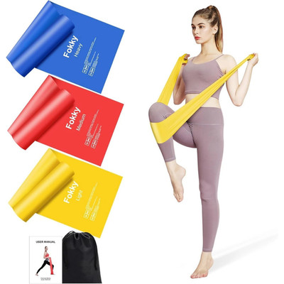 Set of 3 long fitness bands/resistance bands in 3 strengths