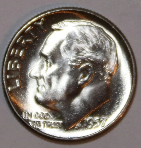 1957-P Roosevelt Dime - BU - #9749D - Stock Photo - FREE SHIPPING