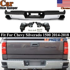 Fits For Silverado 1500 2014-2018 Chrome Rear Step Bumper W Sensor Holes Steel
