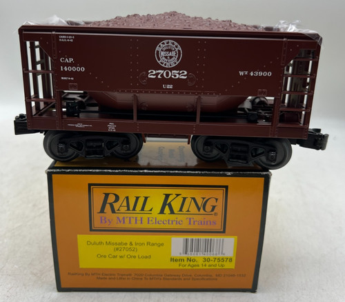 Tren MTH Railking O Duluth Missabe y vagón de mineral de rango de hierro con carga de mineral - 30-75578 | Condition: Used