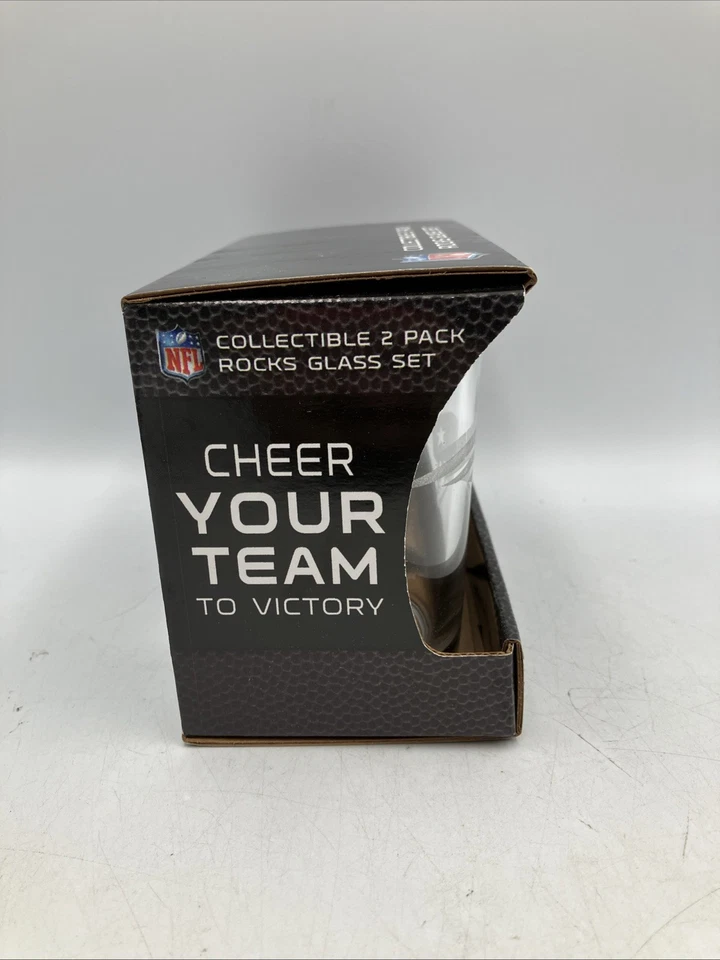 Paquete de 2 vasos de whisky New England Patriots Rocks con estampado de diseño plateado Foto 4 de 4