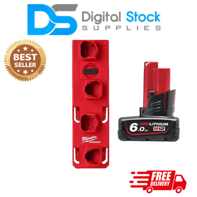 Milwaukee Werkzeug PACKOUT M12 Akkuhalter + M12B6 12V 6,0Ah REDLITHIUM