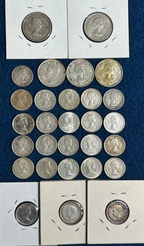 Lot 29 Canada Silver 25 & 10 Cent Coins Fineness .800 Various Dates