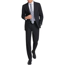 Nautica Men's 2-pc Suit Blazer Jacket 38R Pants 32W Solid Black E111625