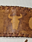 80s Vintage Native American Leather Headband Gray Owl Florida Hand Made — photo 6