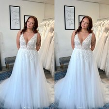 V Neck Wedding Dresses Sleeveless A Line White Ivory Beach Boho Bridal Gowns