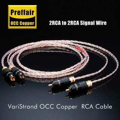 1Pair HIFI  OCC Copper RCA Signal Interconnect Cable Gold Plated RCA Plug