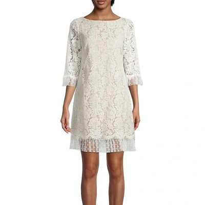 vince camuto white lace dress Vince Camuto Allover Lace Embroidery Mini Shift Dress Ivory White Size 8  NWT