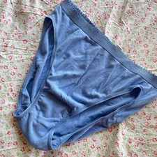 Vtg Victoria's Secret 100 Cotton Signature HIGH-LEG BRIEF Light Blue Size med