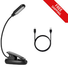 USB Rechargeable LED Book Light   Flexible Clip-On Reading Lamp for Bed  Travel