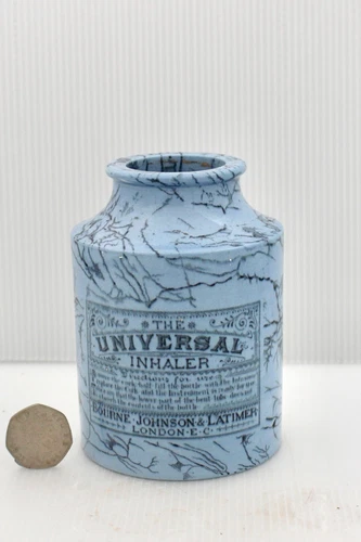 VINTAGE c1900s UNIVERSAL CERAMIC MOTTLED INHALER BOURNE JOHNSON LATIMER LONDON