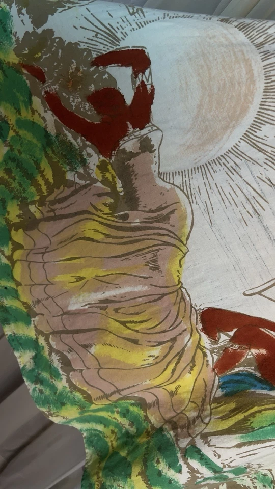 Falda circular de recuerdo pintada a mano de algodón lavable de colección rara años 50 hecha en México Foto 3 de 4