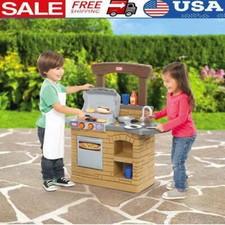 Outdoor Bilayer Bbq Grill 12 Pc Plastic Pretend Play Kitchen Toys W/Oven 3-5 Yrs