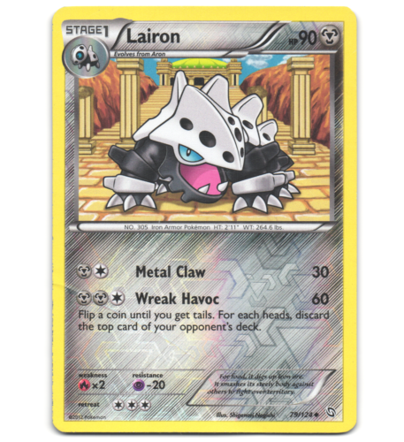 Pokemon 2012 Moderate Play Lairon Dragons Exalted REVERSE 79/124 Card - Picture 1 of 2