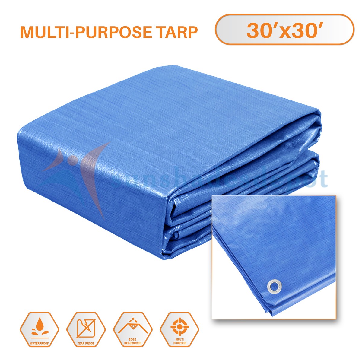 Blue Tarp Poly Tarpaulin Canopy Tent Car Boat Reinforced Resistant