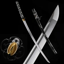 Black Japanese Samurai Sword Katana 9260 Spring Steel Full Tang Razor Sharp