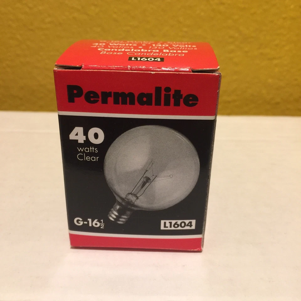Permalite 40 vatios transparente larga vida G-16 1/2 L1604 lote de 5 nuevos Foto 2 de 4