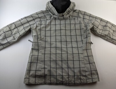Columbia Titanium Tech Jacket Women L Cream Plaid Hooded Lined 