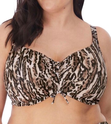 Elomi Fierce Crop Bikini Oberteil Schwarz Gr.38E Bügel Vollschale Balconette BH 7203