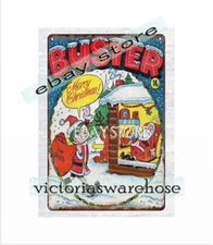1981 comic Buster Merry Christmas Santa Clause metal tin sign wall hanging