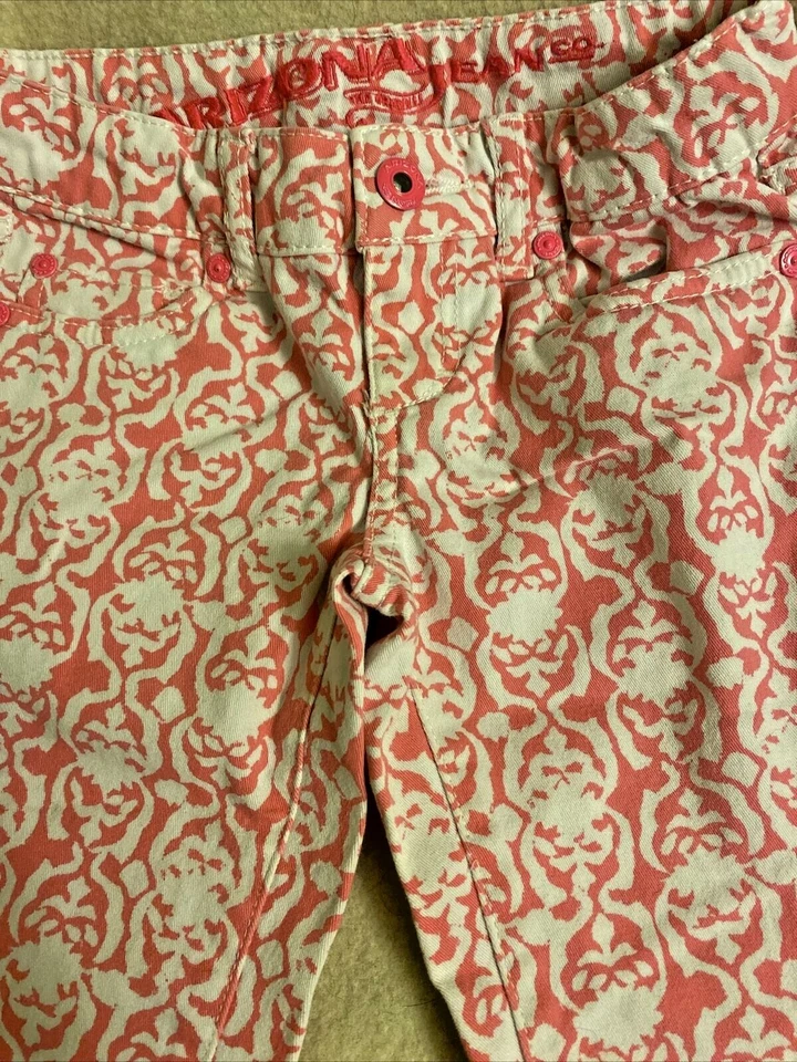 PANTALONES CAPRI AARIZONA JEAN CO Niñas Estampado Rosa Cintura Ajustable Puños, Talla 7 Foto 2 de 4
