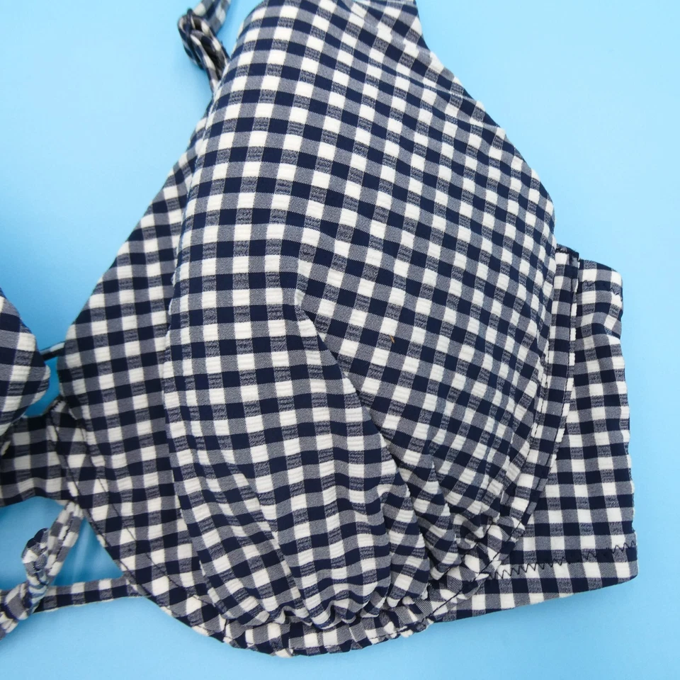 Top de bikini Victorias Secret 36DD blanco negro a cuadros con aros push up cubierta completa Foto 4 de 4