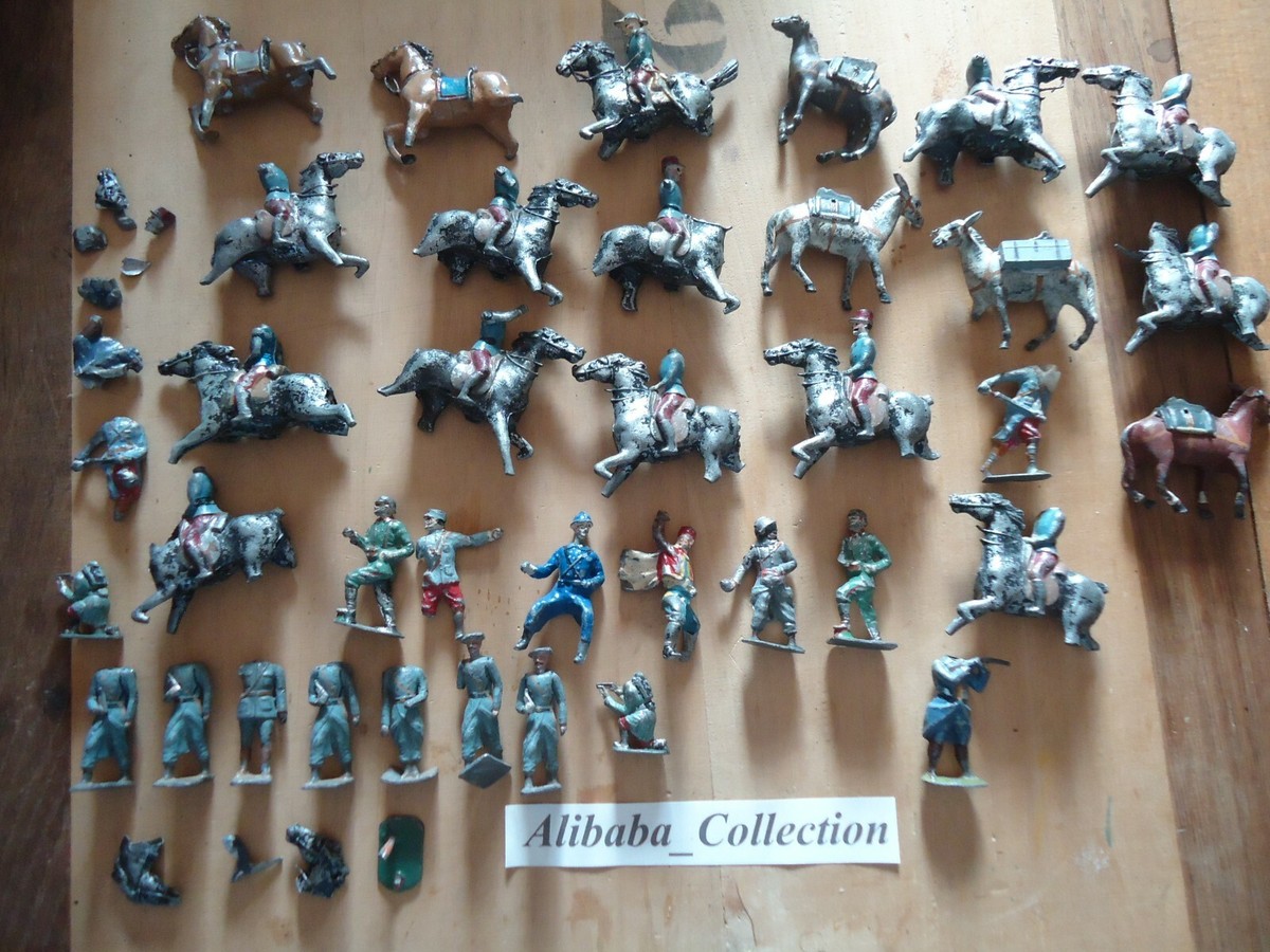 Lot Soldat Cavalier Empire Chevaux En Plomb Ancien